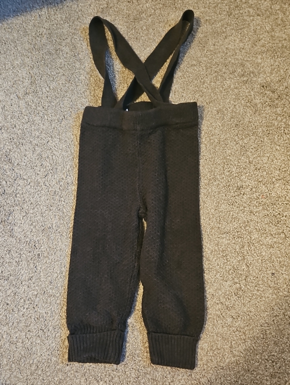 Kate Quinn Gray Cotton Suspender Pants Overalls 18-24M Ribbed